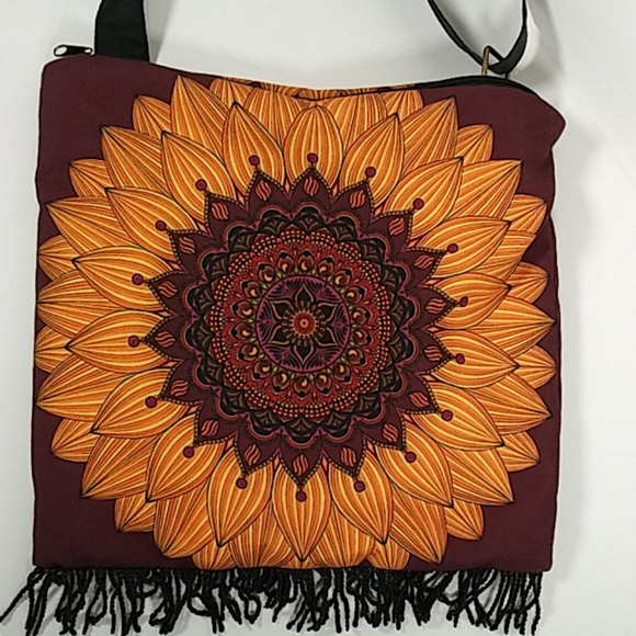 Unbranded Bags Gold Maroon Floral Mandala Crossbody Bag Poshmark